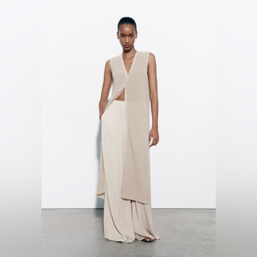NWT Zara Flowy Wide Leg Pants in Soft Gold, size XS